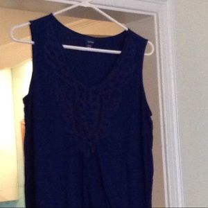 Royal blue sleeveless cotton women's top with lace